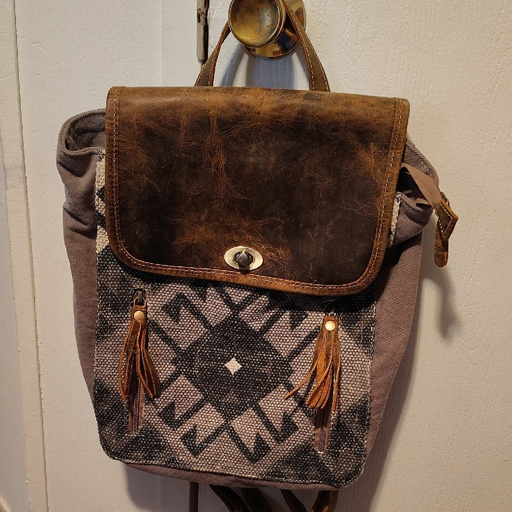 Myra Bag Rustic Brown and Gray Backpack